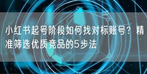 小红书起号阶段如何找对标账号？精准筛选优质竞品的5步法