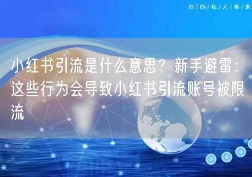 小红书引流是什么意思？新手避雷：这些行为会导致小红书引流账号被限流