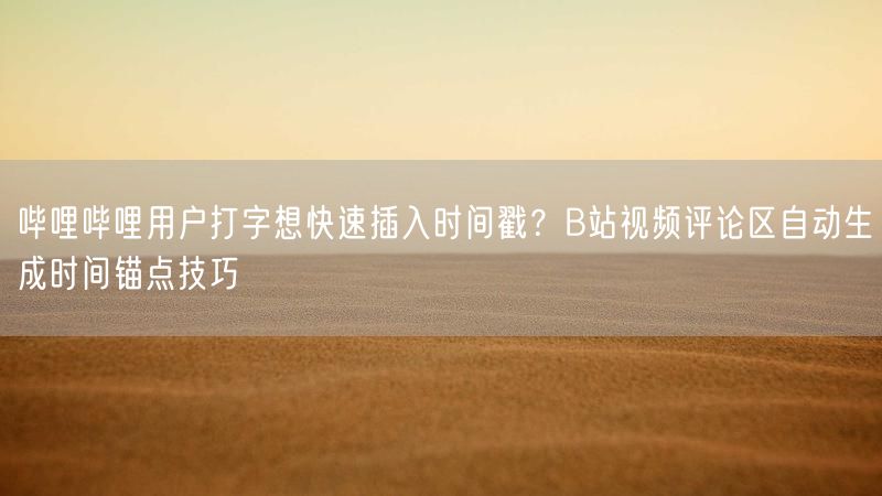 哔哩哔哩用户打字想快速插入时间戳？B站视频评论区自动生成时间